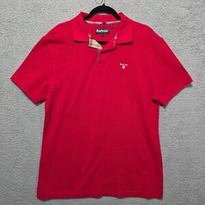 Barbour Polo Shirt Mens Red Size XL Logo Embroidered Casual Dressy